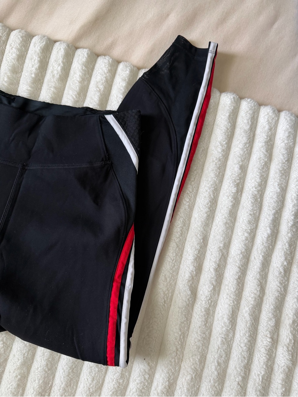 Nike Black Leggings with Red & White Side Stripes - Picture 2 of 10